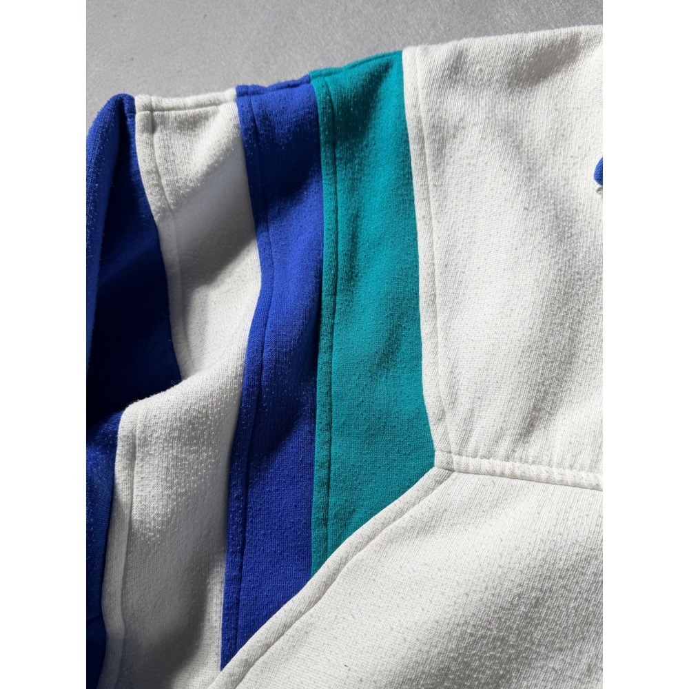 1988 Nike Track Jacket Mens XL White Blue Teal Colorblock Full Zip Fleece - Picture 3 of 6